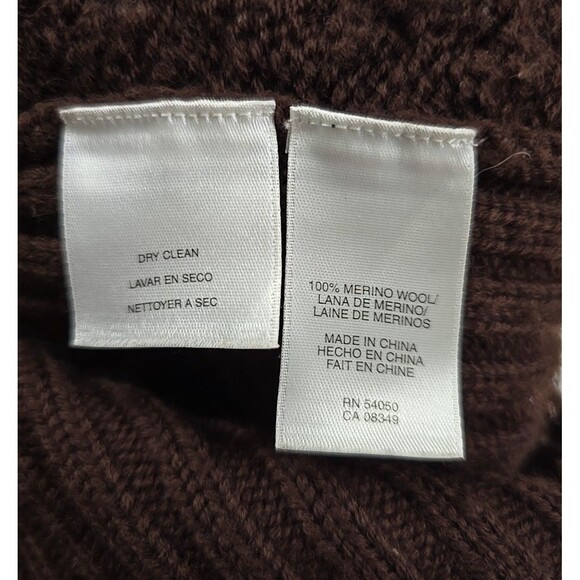 Jones New York Dark Academia Merino Wool Brown Chunky Cardigan Sweater Womens M - Picture 6 of 7